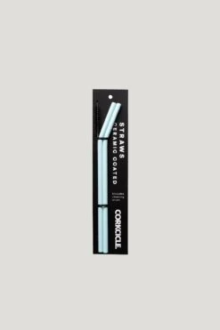 Corkcicle Powder Blue Ceramic Coated Straw Set