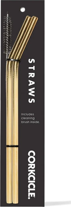 Corkcicle Set Of 2 Reusable Stainless Steel Tumbler Straw|-|Ensemble De 2 Pailles Réutilisables En Acier Inoxydable Pour Gobelets