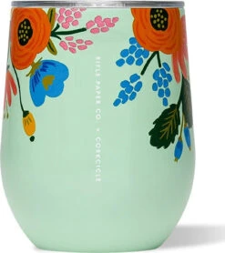 Corkcicle Rifle Paper Co. Edition Stemless Wine Tumbler - 12 Oz|-|Gobelet à Vin Stemless édition Rifle Paper Co - 12 Onces -Corkcicle Drinkware Deals Store CRK RP2312 7EGloss 20Mint 20 20Lively 20Floral